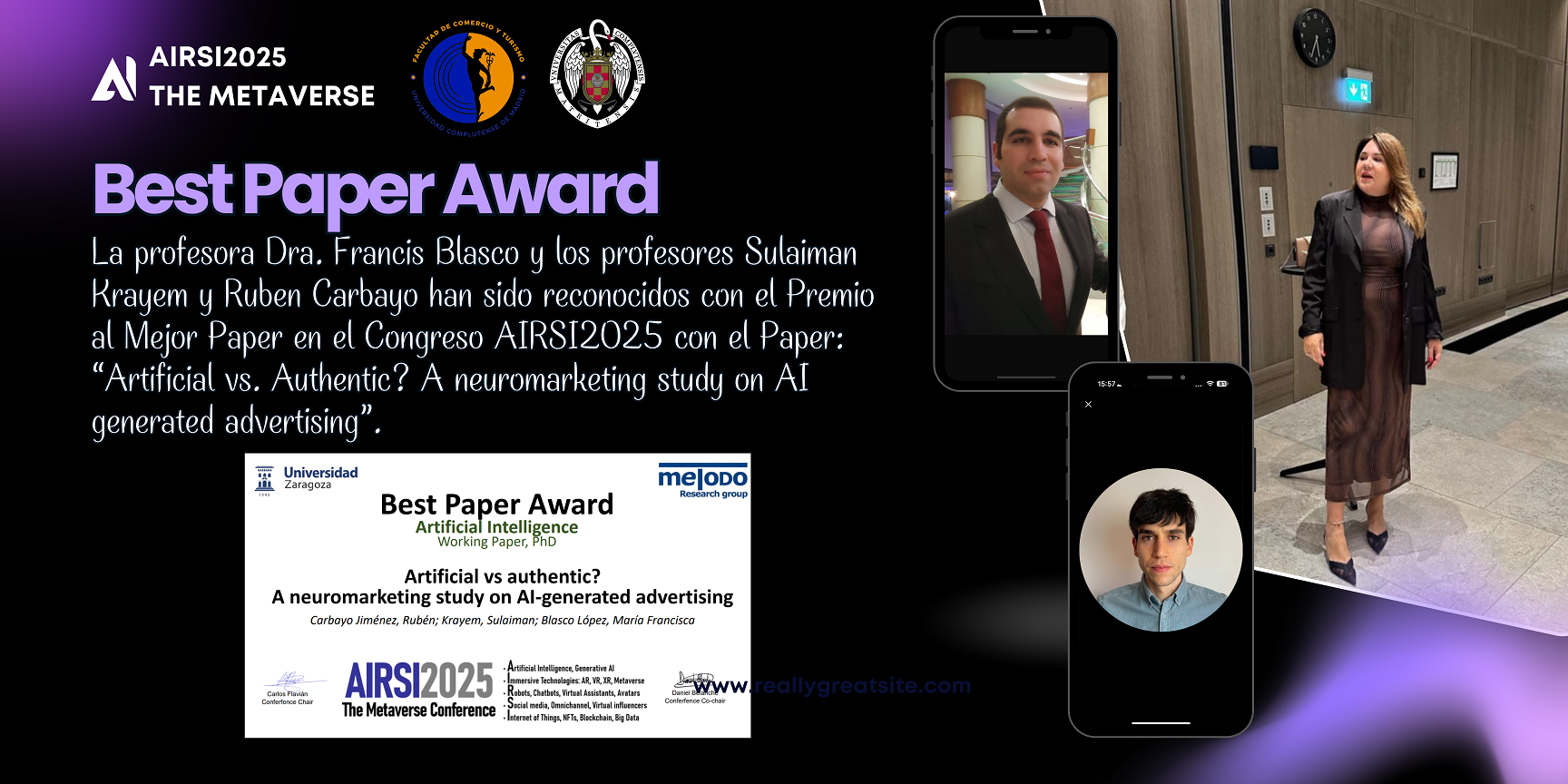 Francis Blasco, Sulaiman Krayem y Rubén Carbayo reciben el Premio al Mejor Paper en el Congreso AIRSI2025